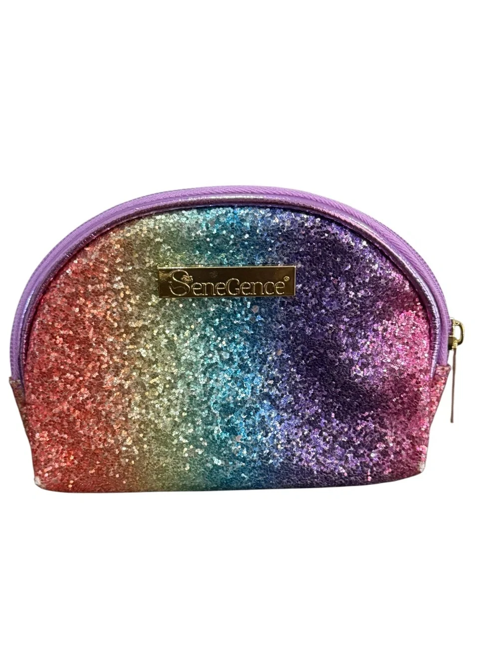 SeneGence Makeup Bag Bundle White Glitter, Rainbow, Gold Lips & Multicolor Bag